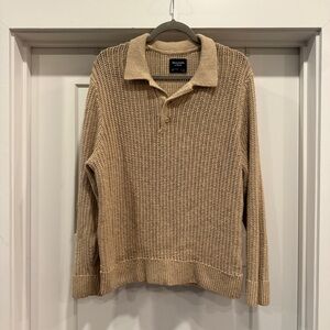 Abercrombie & Fitch Tan Knit Sweater Polo